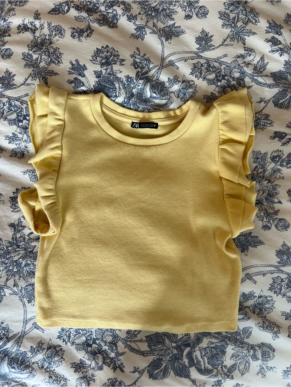 Zara Yellow Ruffle Sleeve Top